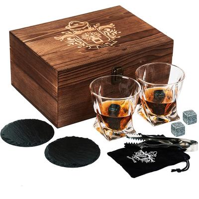 China Disposable Premium Whiskey Glassware Manufacture Customized Quality Glass Set In Wooden Box for sale