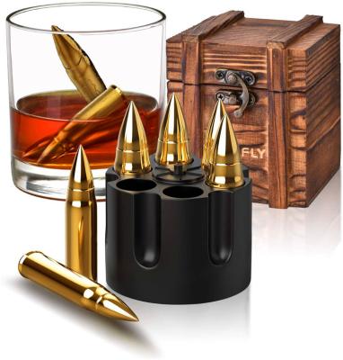 China Amazon Disposable Hot Sale Premium Quality Stainless Steel Bullet Shaped Whiskey Stones Whiskey Bullet Stones for sale