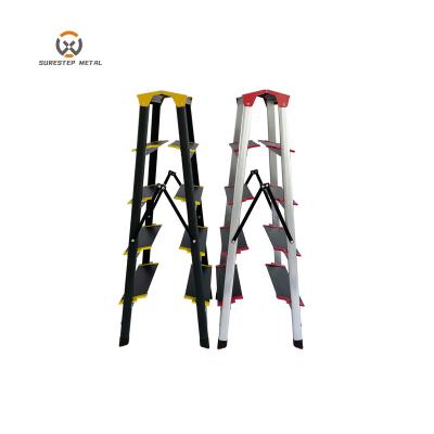 China Folding Ladders Aluminum Step Stools Chair Double Side Wide Steps Ladder for sale