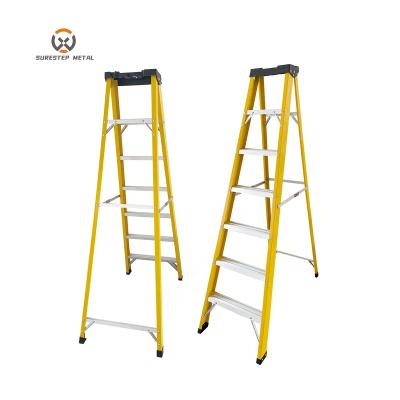 China Folding Ladders Single Side Folding Universal Step Ladder, Non-conductive Fiberglass Insulated Step Ladder for sale