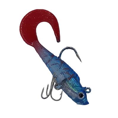 China Best Fishing Activity Outdoor Sale 3D Eyes Cureve Tail Plastic PVC Fishing Lures Swimbait Soft Lures for sale