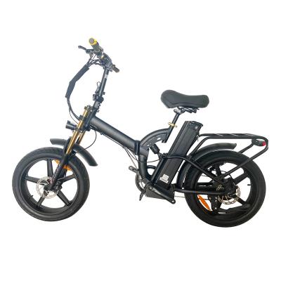 China Aluminum alloy qualified 20 inch double fork 20*4.0 fat tire lithium electric folding bicycle 48V 500W fat folding bike for sale