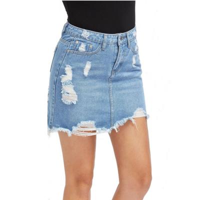 China Breathable Women Short Mini Skirts Ripped Jeans Skirts for sale