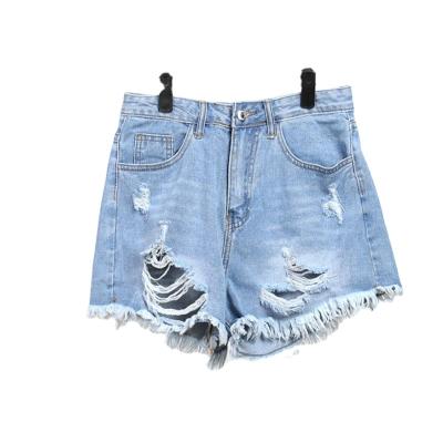 China Breathable High Waist Ripped Shorts Lattice Shorts Denim Panties for sale