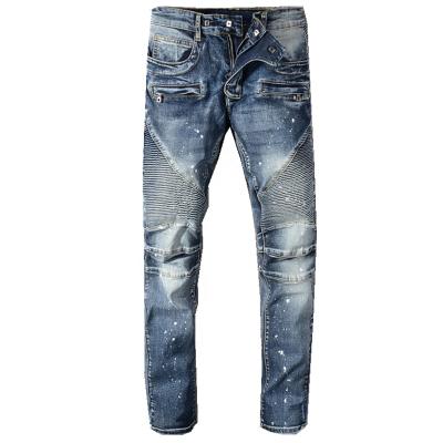 China Plus Size Fashion Washed Retro Paint Printed Jeans Designer Mens Slim Fit Spliced ​​Jeans for sale