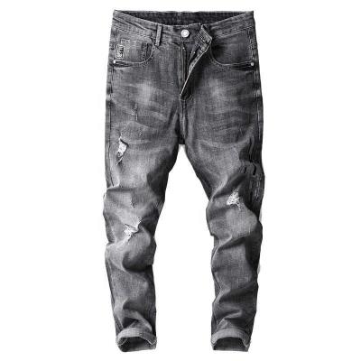 China Fashion Breathable Concise Style Men's Skinny Jeans Ripped Slim Jeans Blue Gray Jeans for sale