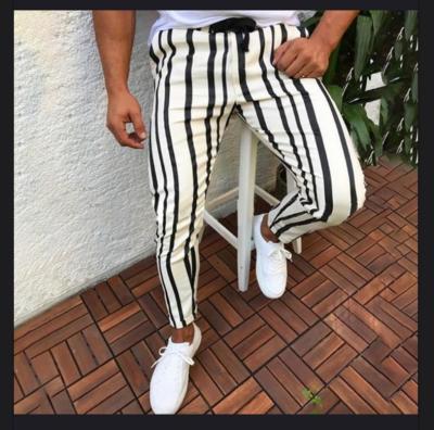 China 2021 QUICK DRY men's casual pants striped foot print pants shape sports men's trousers for sale