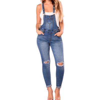 China Wholesale Factory Wholesale Stylish Skinny Denim Overalls Ladies QUICK DRY Hole Overalls Overalls for sale