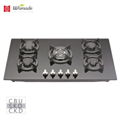 China 5 Nozzles 900MM Tempered Glass 5 Nozzle Head Built In Gas Hobs estufas elegantes for sale