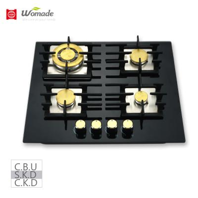 China Gas Cooker 60cm Household 4 Burner Cooktops Top Burner Brass Cooktop Gas Cast Iron Pan Support Heavy Duty Glass Profile Cooktop for sale