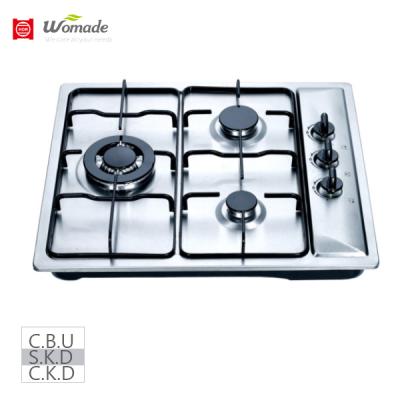 China Chinese hotel 3 burner gas hob SS stainless steel gas cookertop natural gas china SABAF built in hob parts for sale