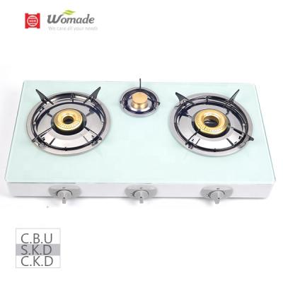 China Glasstop 3 burners gas cooker price easily cleaned best selling cooktops beautiful gas cooker LPG cylinder table top pure white hot gas cooker for sale