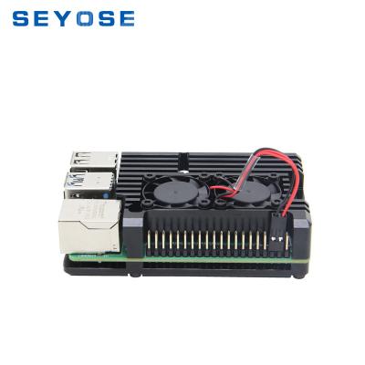 China Aluminum alloy black double fan heat sink 85x55x25mm raspberry pi case for sale