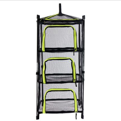 China Easy Carry Outdoor Camping Folding Drying Net Four Layers Of Drying Net Rack Storage Basket for sale