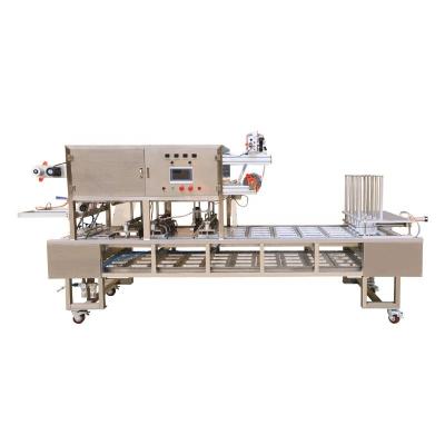 China Aluminum foil four-cell pp food automatic continuous fast food cup packaging bowl plastic box filling and sealing machines for sale