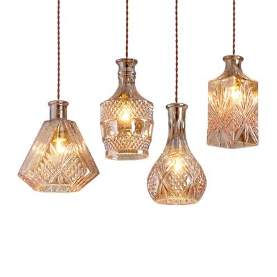 China Contemporary American Country Lighting Decoration Manufacture Selling Shape Glass Bottle Chandelier Pendant Lights for sale