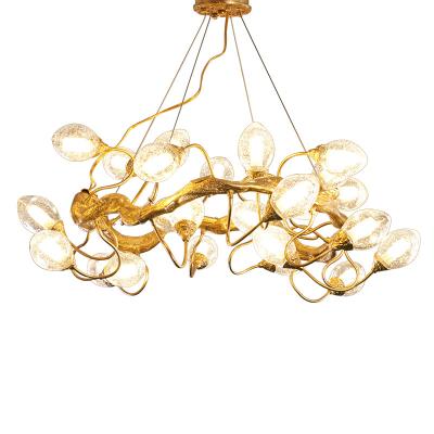 China Modern Modern Gold Copper Led Crystal Murano Glass Bubble Chandelier For Living Room for sale