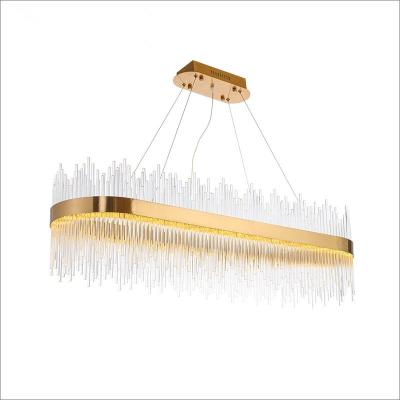 China Large Modern Decorative Modern Gold Ring Rod Led Crystal Glass Chandelier For Villa for sale