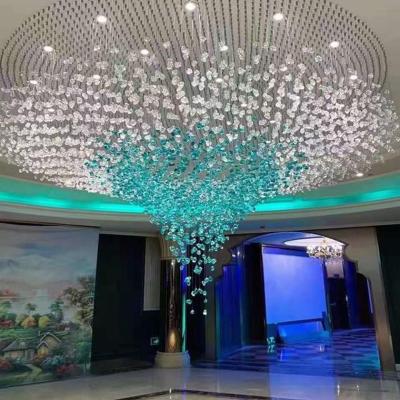 China Customized Modern Crystal Glass Luxury Pendant Light Large Project Hotel Lobby Chandelier for sale