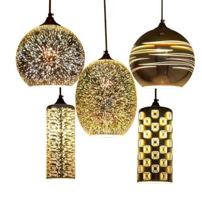 China Modern European Style Round Glass Ball Hanging Light 3d Glass Pendant Lighting for sale