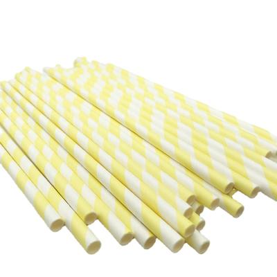 China Yellow Stripe Paper Straws Juice Drinking Paper Drinking Straws for sale