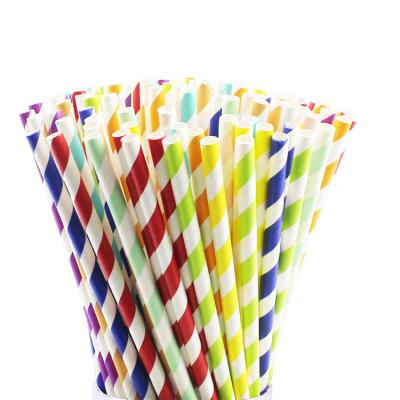 China Modern Disposable Food Grade Paper Straws Striped Pattern Drinking Straws Popular Paper Straws for sale