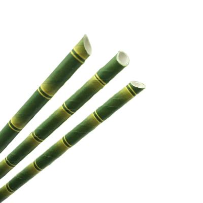 China 100% Biodegradable Wholesale Eco Friendly Bamboo Pattern Customized Printed Straws Paper Drinking Straws for sale