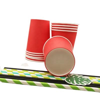 China Custom Printed Disposable Paper Cup Stocked Biodegradable Single Kraft Paper Coffee Cup Wallpaper for sale