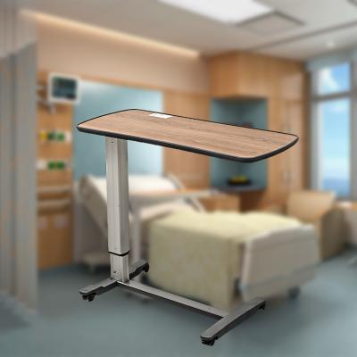 China Easy Cleaning Cheap Hospital Overbed Table Height Adjustable Folding Computer Overbed Table For Hospital Table Food Wood Study for sale