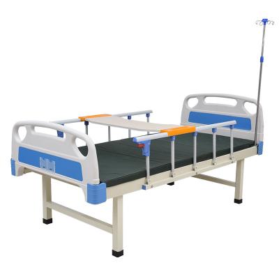 China Manual easy operate good quality medical hospital bed with table overbed manual height adjustment with cheap price for clinic hospital use for sale