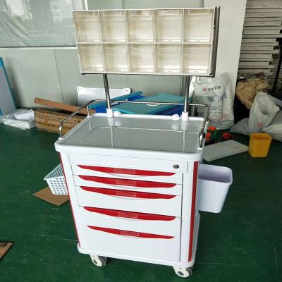 China Medical Trolley ABS Anesthesia Trolley Crash Cart Easy Clean Nursing Medical Cart For Hospital Clinic Use for sale