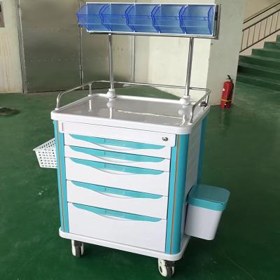 China ABS Material Emergency Trolley Movable Medical Trolley Flexibly With Drawers For Hospital Clinic Use for sale