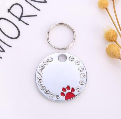 China JEWELED Cheap Blank Custom Stainless Steel Dog Tag Pet ID Tags With Crystal for sale