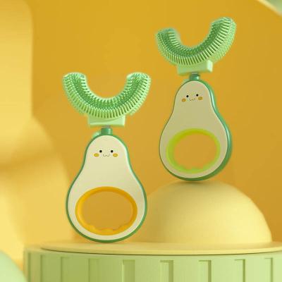 China U Shaped Avocado Baby Toothbrush Kids 360 Degree Oral Care Child Toothbrush Silicone Baby Teethers Soft Kids Teeth Brush for sale