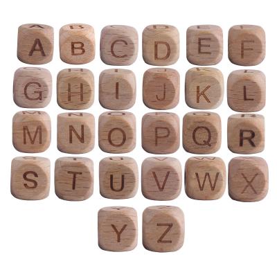 China Natural DIY 12mm Beech Wood Letter Beads For DIY Craft Jewelry Making for sale