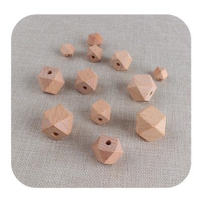 China 10mm 12mm 14mm 16mm 18mm Safe Geometric 20mm Loose Beads For Teething Necklace Hexagon Wooden Beads for sale