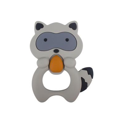 China Washable Wooden Toys Raccoon Gym Game Teether Silicone Baby Teething Animal Toy for sale