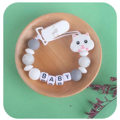 China Hamster Chain Teether Infant Name Customizable Soft Cute Molar Stick Free Silicone Pacifier BPA Plastic Baby Pacifier Clip for sale