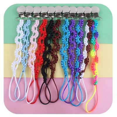 China New Style DIY BPA Free Baby Creative Hand - Woven Pacifier Chain Iron Clip Chain Polyester Pacifier Rope for sale