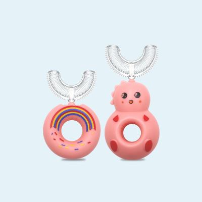 China Cute Baby U-Shape Donuts Dinosaur U-Shape Teethers Brush Soft Silicone Toothbrush Removable Kids Newborn Chew Toys 0-12T for sale