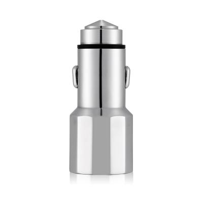 China Stainless Steel Dual-Port 3.4A Rapid USB Car Charger Cigarette Charger for Apple, Samsung for sale