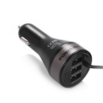 China 4.2A 21W Three USB Port Car Charger With Built-in Micro USB Cable Power Adapter for sale