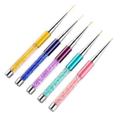 China Art Drawing Pen Painting Tools Acrylic Nail Liner Brush Grid Stripes Nails UV Gel Tips Handle DIY Rhinestone Nail Brush 7/9/11/14/19mm for sale