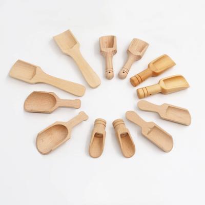 China Viable Wholesale Material Mini Wooden Salt Spoon Environmental Bath Scoop Milk Powder Beans Tea Spoon for sale