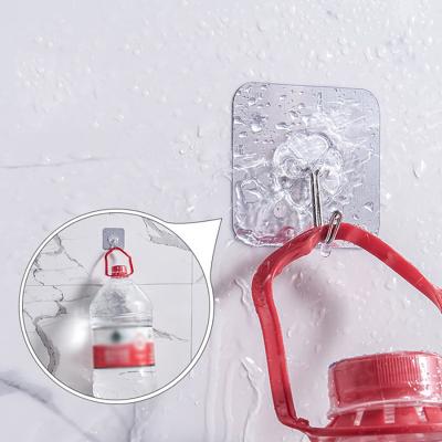 China Viable Transparent Strong Self Adhesive Wall Hook Kitchen Dish Storage Rack Wall Hanger For Kitchen Bathroom Accessories for sale