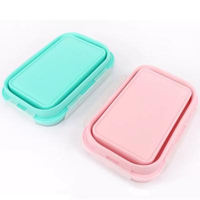 China Silicone Food Storage Containers Viable Microwavable Collapsible Lunch Box for sale