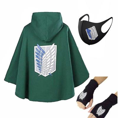 China Hot Japanese Anime Hoodie Shingeki Cosplay Hoodie No Kyojin Overwatch Legion Cosplay Costume Green Cape Men's Clothing Attack on Titan Cloak for sale