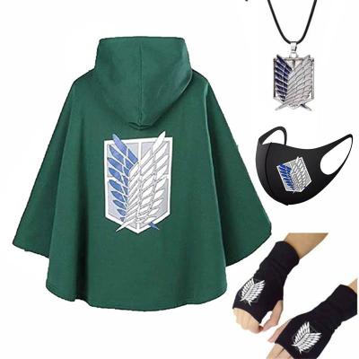 China Cosplay Hoodie Wholesal Japanese Anime Shingeki Hoodie No Kyojin Overwatch Legion Cosplay Costume Green Cape Men's Clothing Attack on Titan Cloak for sale