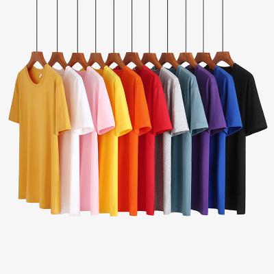 China Breathable Pure Custom Wholesale Solid Color Cotton 180g Round Neck White Short Sleeve T-shirt Loose Logo Unisex for sale