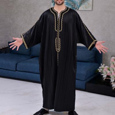 China Wholesale Black Youth African Islamic Ethnic Cotton Solid Color Style Suit M-4XL Loose Muslim Long Dress Shirt Dress for sale